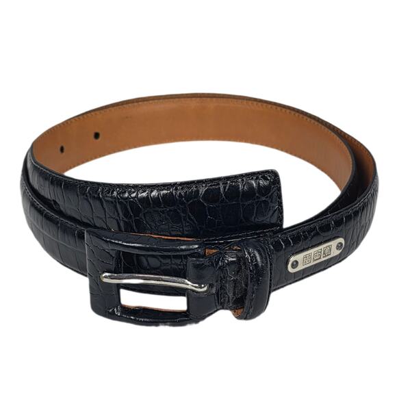 LAUREN RALPH LAUREN CROCO‑EMBOSSED LEATHER BELT – BLACK – SIZE MEDIUM main image 7